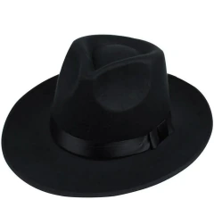 Chapéu Masculino Gangster Social Preto Aba Larga