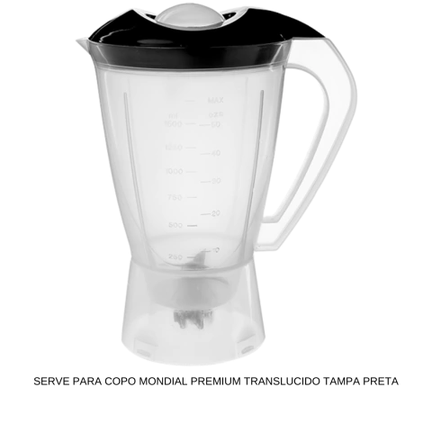 COPO MONDIAL PREMIUM TRANSLUCIDO TAMPA PRETA