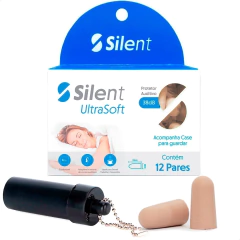 Protetor Auricular Silent Earplug Ultra 38dB 12 Pares Bege