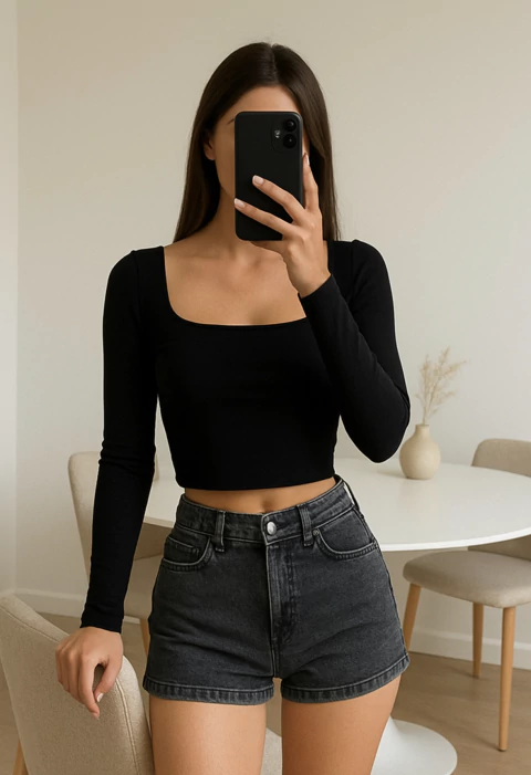 Top Kautiva Cuadrado Manga Larga Lycra De Mujer - comprar online