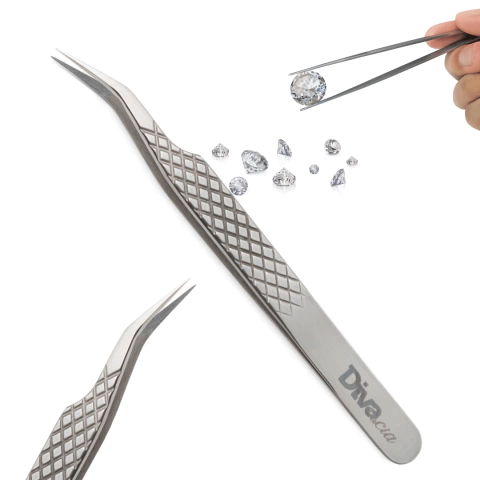 Pinça Semi Curva Diamantada Remoção Mecânica e Isolamento de Cílios - Extensão de Cílios