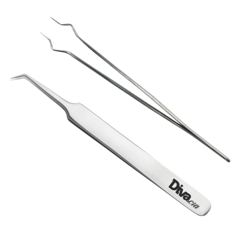 Kit 2 Pinças Extensão Cílios Fios Tecnológicos e Isolamento