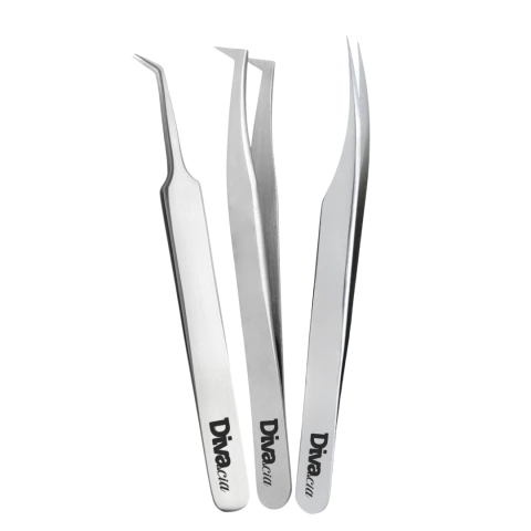 Kit 3 Pinças Extensão Cílios Fios Tecnológicos Volume Russo