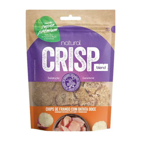 Petisco Natural Crisp Chips de Frango e Batata Doce 100g - Saudável e Saboroso para Cães