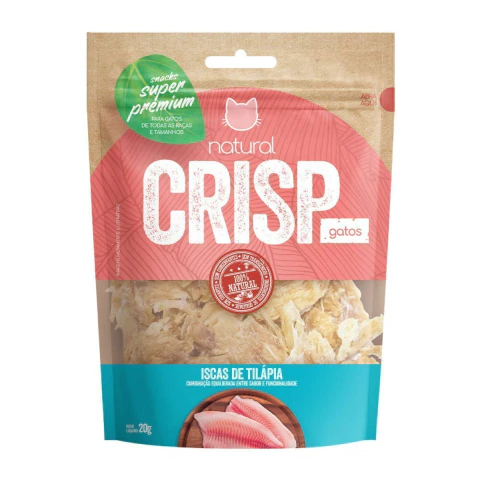 Petisco Natural Crisp Iscas de Tilápia 20g - Saudável e Saboroso para Gatos