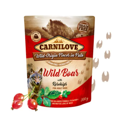 Patê Carnilove Javali & Rosa Mosqueta 300g - Alimentação Natural para Cães Adultos