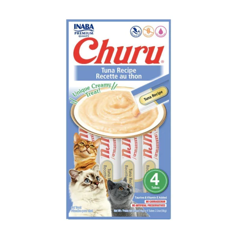 Churu Atum - Petisco Cremoso para Gatos 56g (4x14g) - Baixas Calorias, Alta Palatabilidade