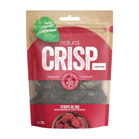 Petisco Natural Crisp Strips de Boi 100g - 100% Natural e Rico em Proteínas para Cães