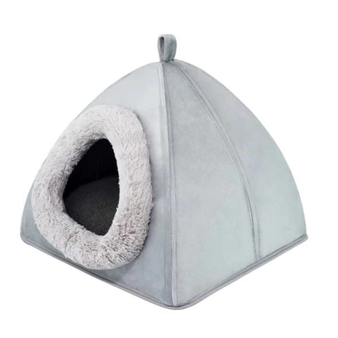 Toca Pet Quadrada Cinza Tamanho M para Gatos e Cães Pequenos Almofada Dupla Face e Forro