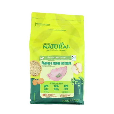 Ração Guabi Natural Cão Sênior Mini e Pequeno - Frango e Arroz Integral - 2,5KG