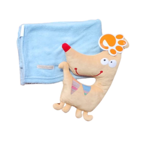 Kit Naninha Pet Mantinha Azul e Brinquedo de Pelúcia Cãozinho - Conforto e Aconchego