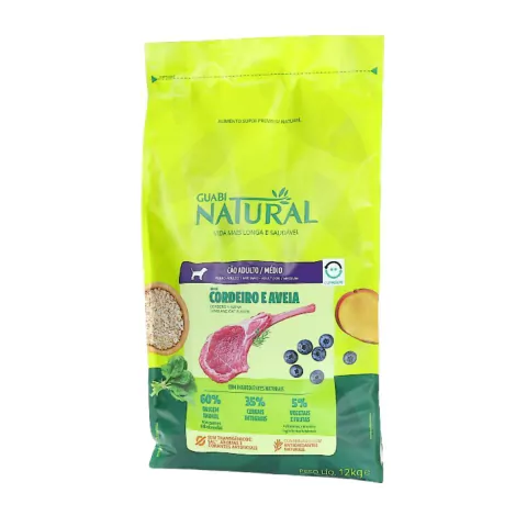 Ração Guabi Natural Cão Adulto Médio - Cordeiro e Aveia - 2,5KG