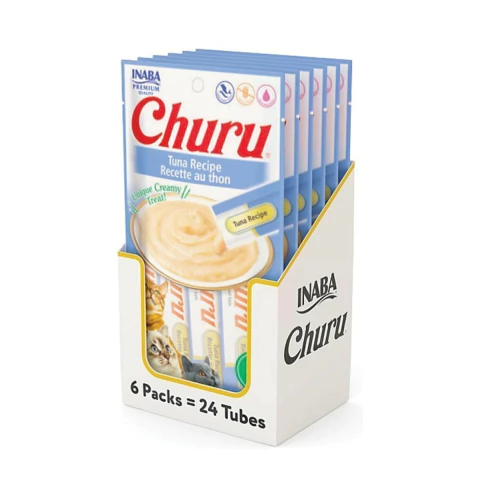 Churu Atum para Gatos - Caixa c/6 Unidades de 56g (4x14g cada) - Petisco Cremoso