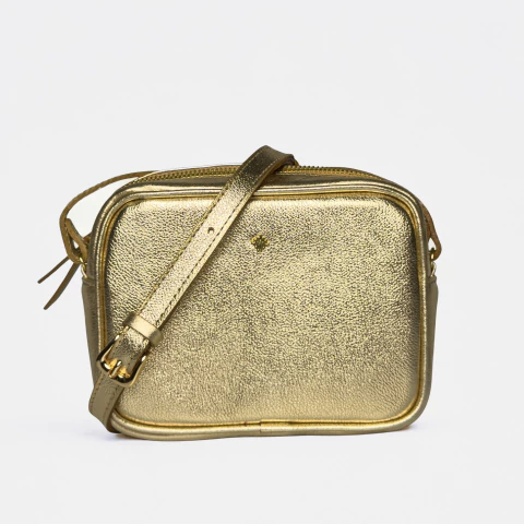 Bolsa Luna em Couro Legítimo- Dourada - comprar online