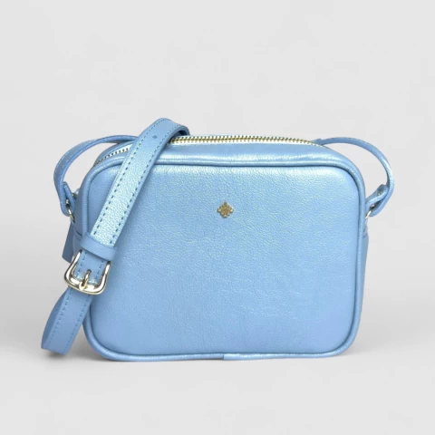 Bolsa Luna em Couro Legítimo- Azul Cielo - comprar online