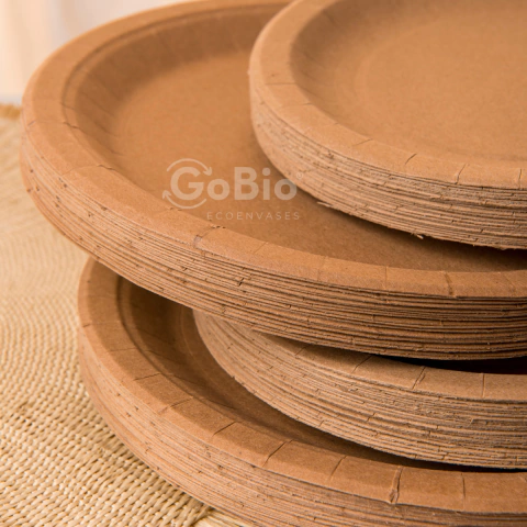 Plato 23cm Papel Kraft Natural - comprar online