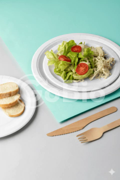 Plato 18cm Papel Kraft Blanco - GoBio Ecoenvases