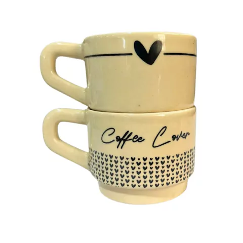 Conjunto C/ 2 Canecas Empilháveis 160Ml Palha - Coffee Lover - comprar online