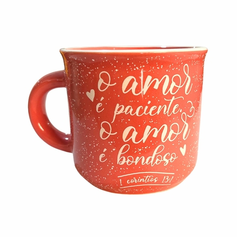 Caneca Retrô 340Ml Rosa O Amor É Paciente