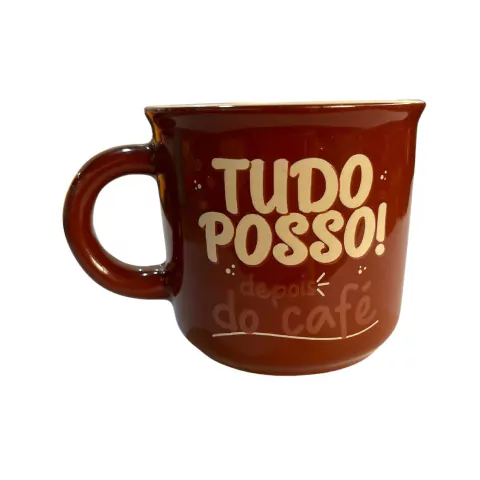 Caneca Retrô 340Ml Marrom Tudo Posso Depois Do Café