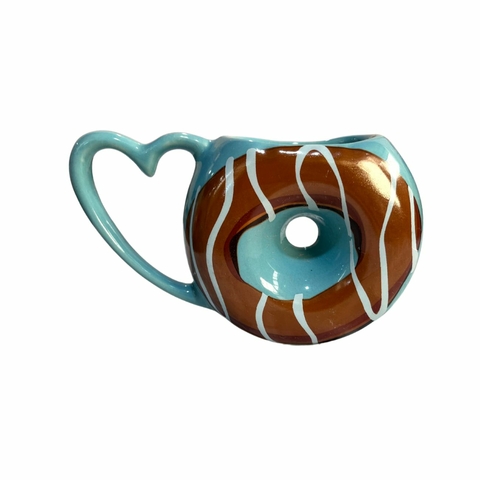 Caneca 3D Rosquinha Donuts 200Ml Verde Menta Chocolate Cerâm