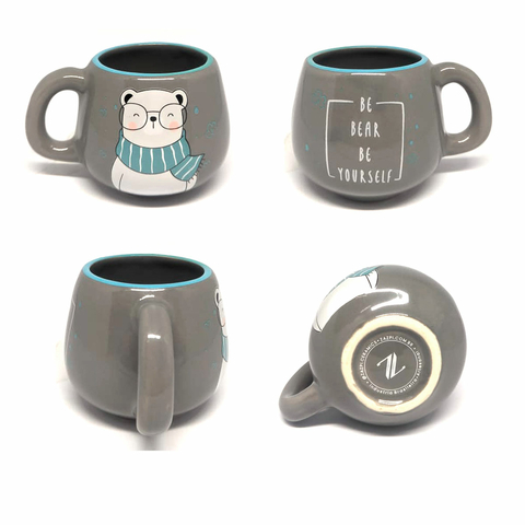 Caneca Mini Bojuda 210Ml Cinza Claro / Azul - Be Bear