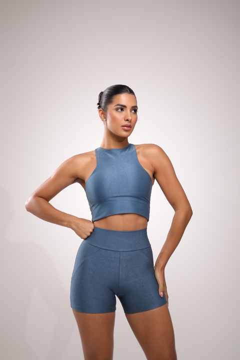 Short Confort Azul com bolso no cós traseiro - comprar online