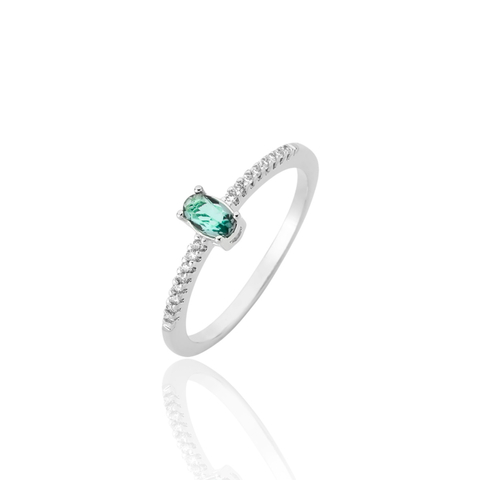 ANEL VERDE TURMALINA MICROZIRCONIAS - comprar online