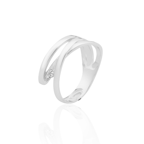 ANEL TRIPLO LISO COM PONTO DE ZIRCÔNIA - comprar online
