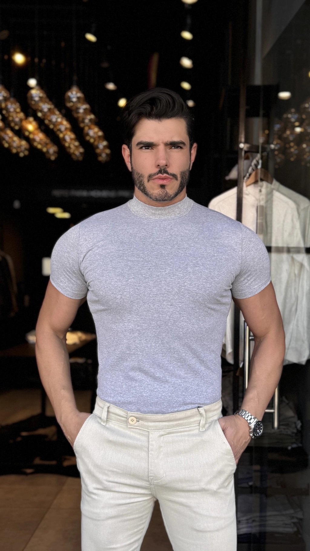 GOLA MEDIA CINZA MESCLA