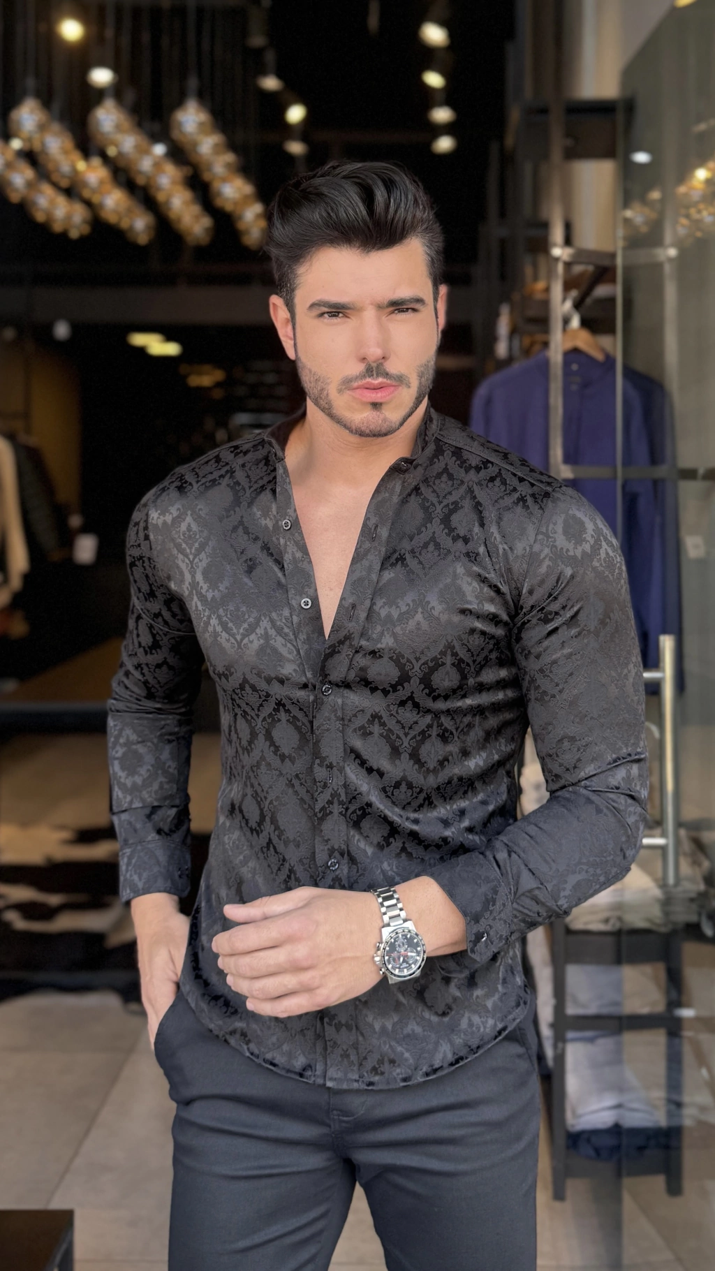 CAMISA IMPERADOR ROYAL BLACK GOLA PADRE