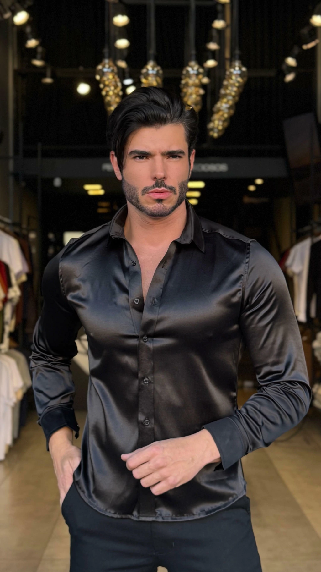 CAMISA IMPERADOR ACETINADA BLACK GOLA TRADICIONAL