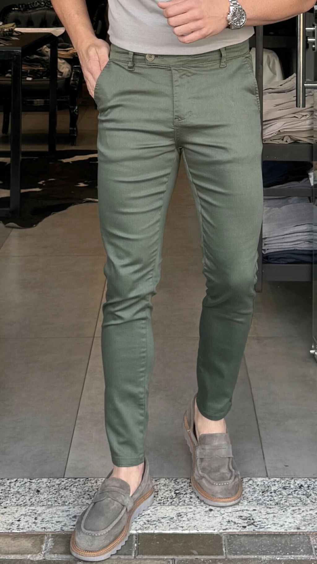 CALÇA ALFAIATARIA SARJA TECNOLÓGICA VERDE BANDEIRA