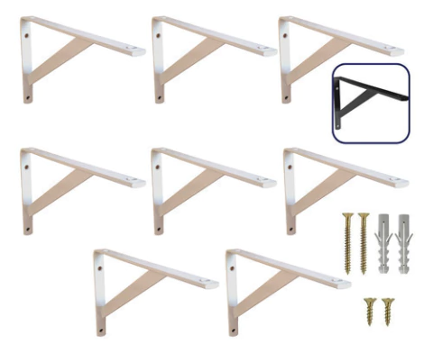 Mão Francesa Reforçada 25cm 8un Kit Suporte Para Prateleira