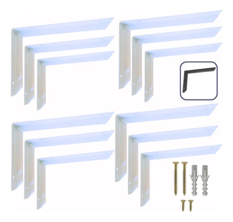 Mão Francesa Reforçada Perfil 50x30 12pçs Cantoneira Suporte