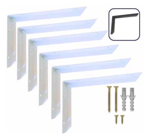 Mão Francesa Reforçada Perfil L 60x30 6un Cantoneira Suporte