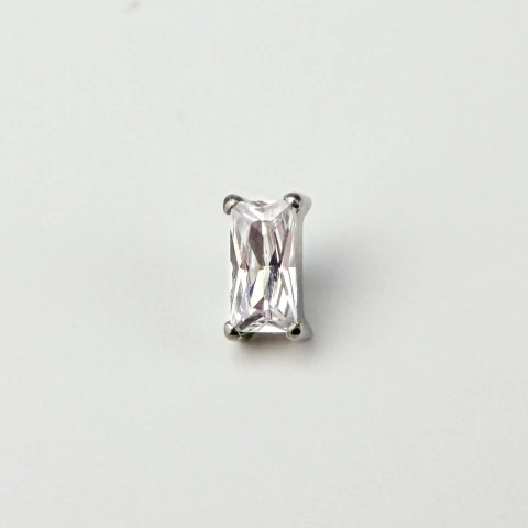 Labret zircônia baguete - Titânio Natural