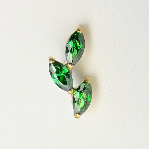 Labret 3 navete verde - Titânio PVD Gold