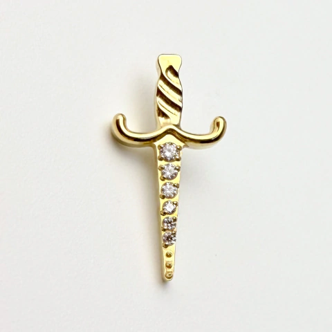 Labret adaga cravejada - Titânio PVD Gold