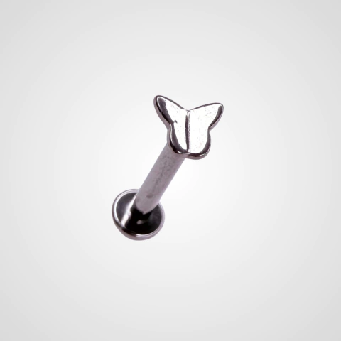 Labret mini borboleta lisa rosca interna 1.2 - Topo A3xL3.5mm - Titânio Natural
