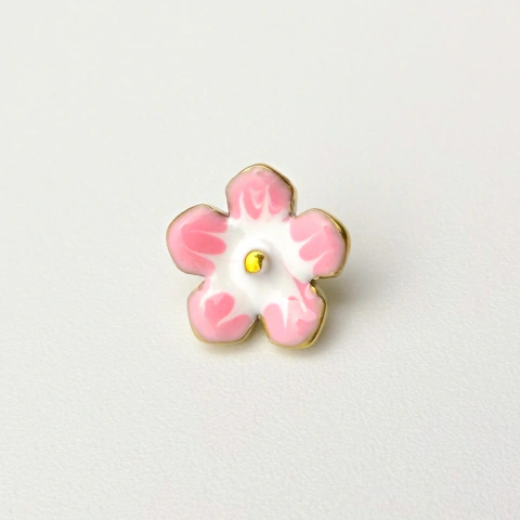 Labret flor rosa resinado - Titânio PVD Gold