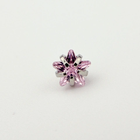 Labret estrela zircônia rosa - Titânio Natural