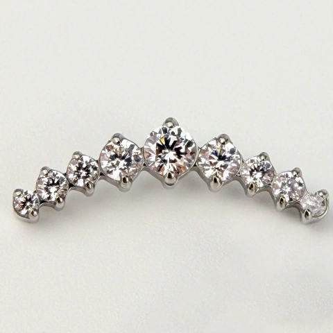 Labret cluster 9 zircônias - Titânio Natural