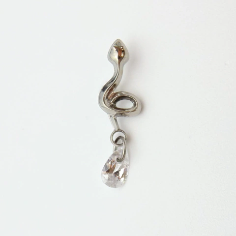 Labret cobra com pingente gota - Titânio Natural