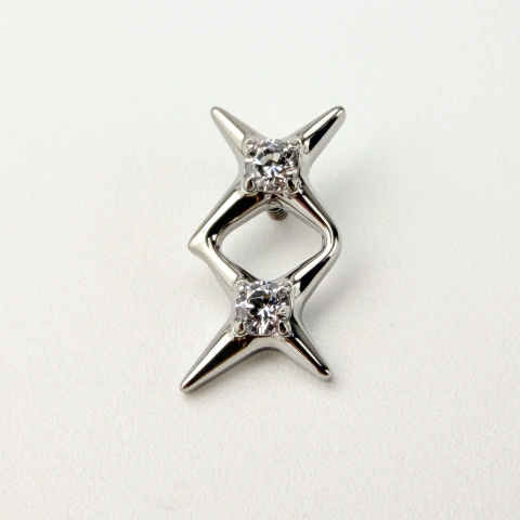 Labret 2 estrelas - Titânio Natural
