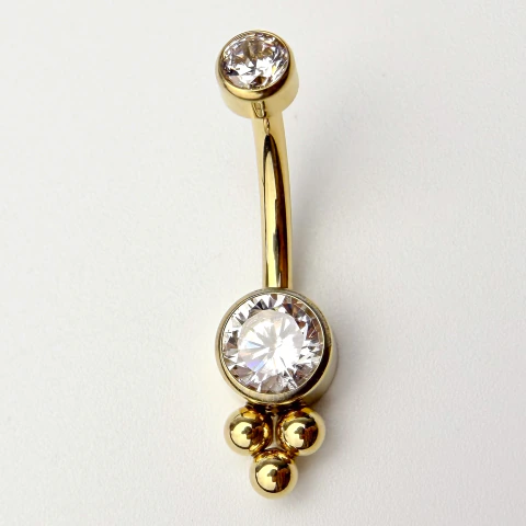 Banana bell umbigo tribal rosca interna 1.6x10mm - Titânio PVD Gold
