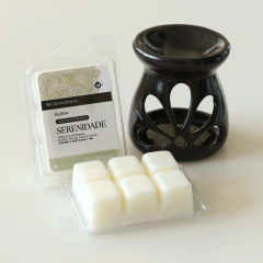 Wax Melt Be.Slow Chá Branco + réchaud black – Pastilha de cera aromática vegetal.