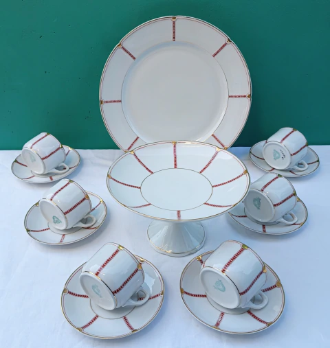 Juego Servir Té Porcelana Checoslovaca (PATRA) - Art Déco (14 Piezas)