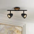 Aplique de Luz Moderno Negro Barral 30cm Símil Madera 2 x GU10 - MUNDO LED