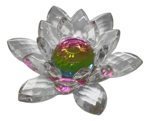 Flor De Loto Vidrio Feng Shui Decoración C/ Centro Tornasol